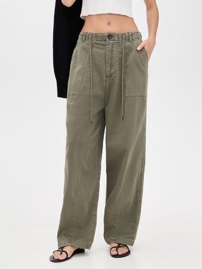 James Perse Oversized Military Pants in Olive Green | Size 26